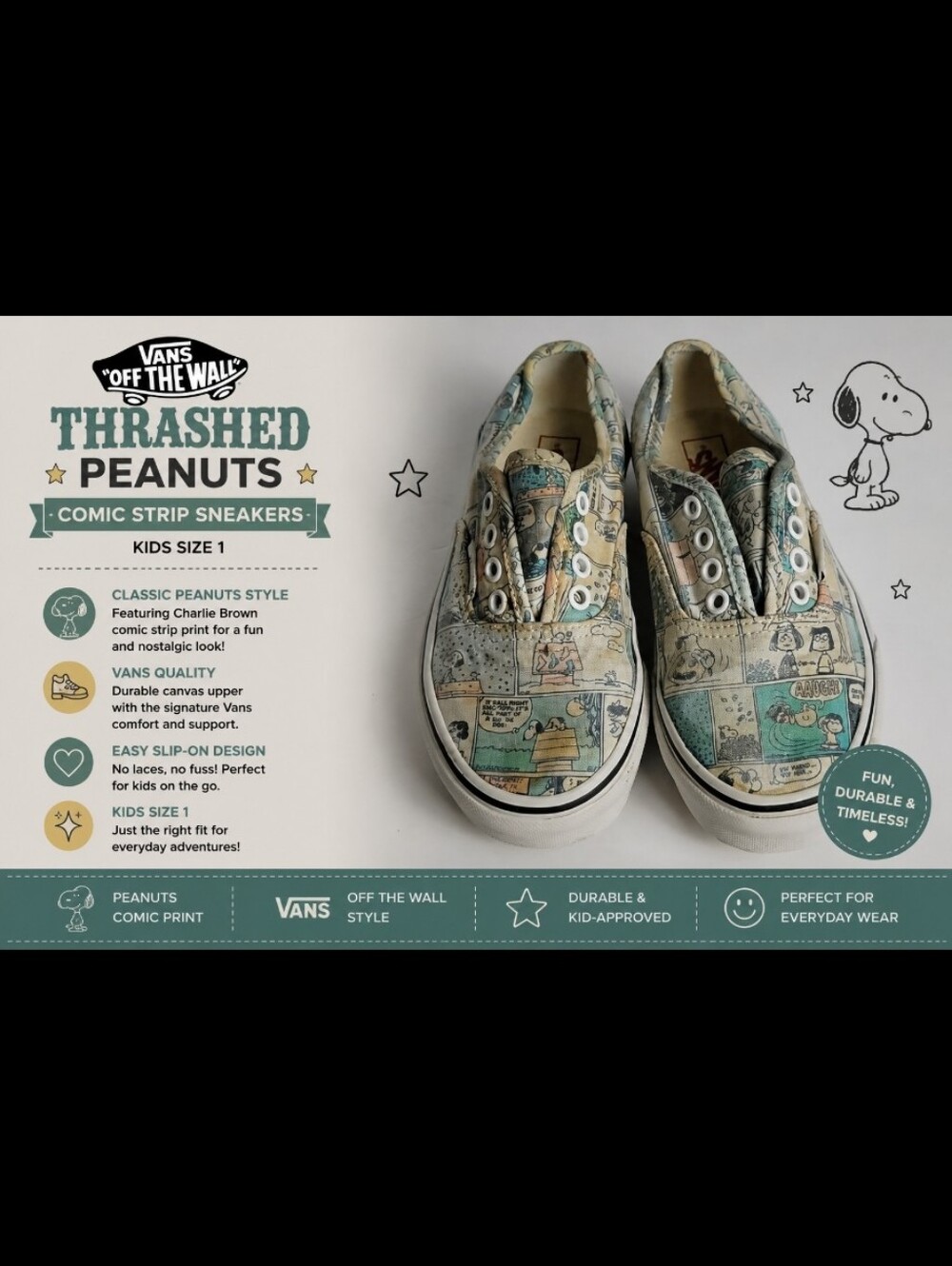 VANS Thrashed Peanut Comic Strip Charlie Brown kids 1
